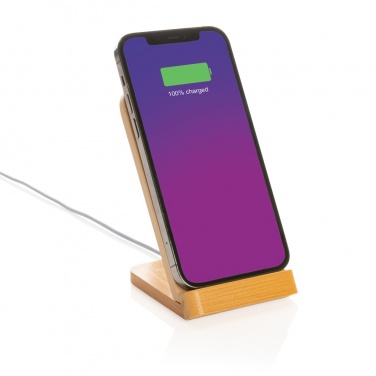 Logotrade advertising product picture of: Bamboo 5W wireless charging stand