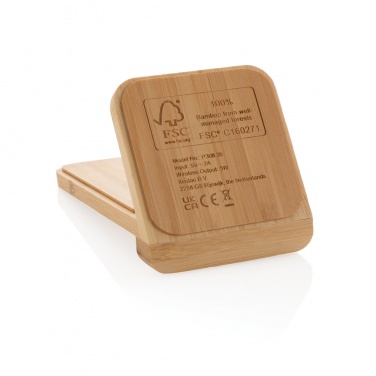 Logo trade promotional gifts image of: Bamboo 5W wireless charging stand