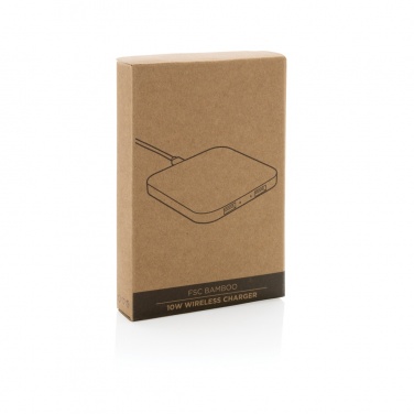 Logo trade promotional giveaway photo of: Bamboo 10W wireless charger with USB