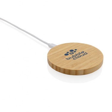 Logo trade promotional giveaways image of: Bamboo 15W wireless charger