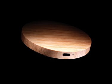 Logo trade corporate gifts image of: Bamboo 15W wireless charger
