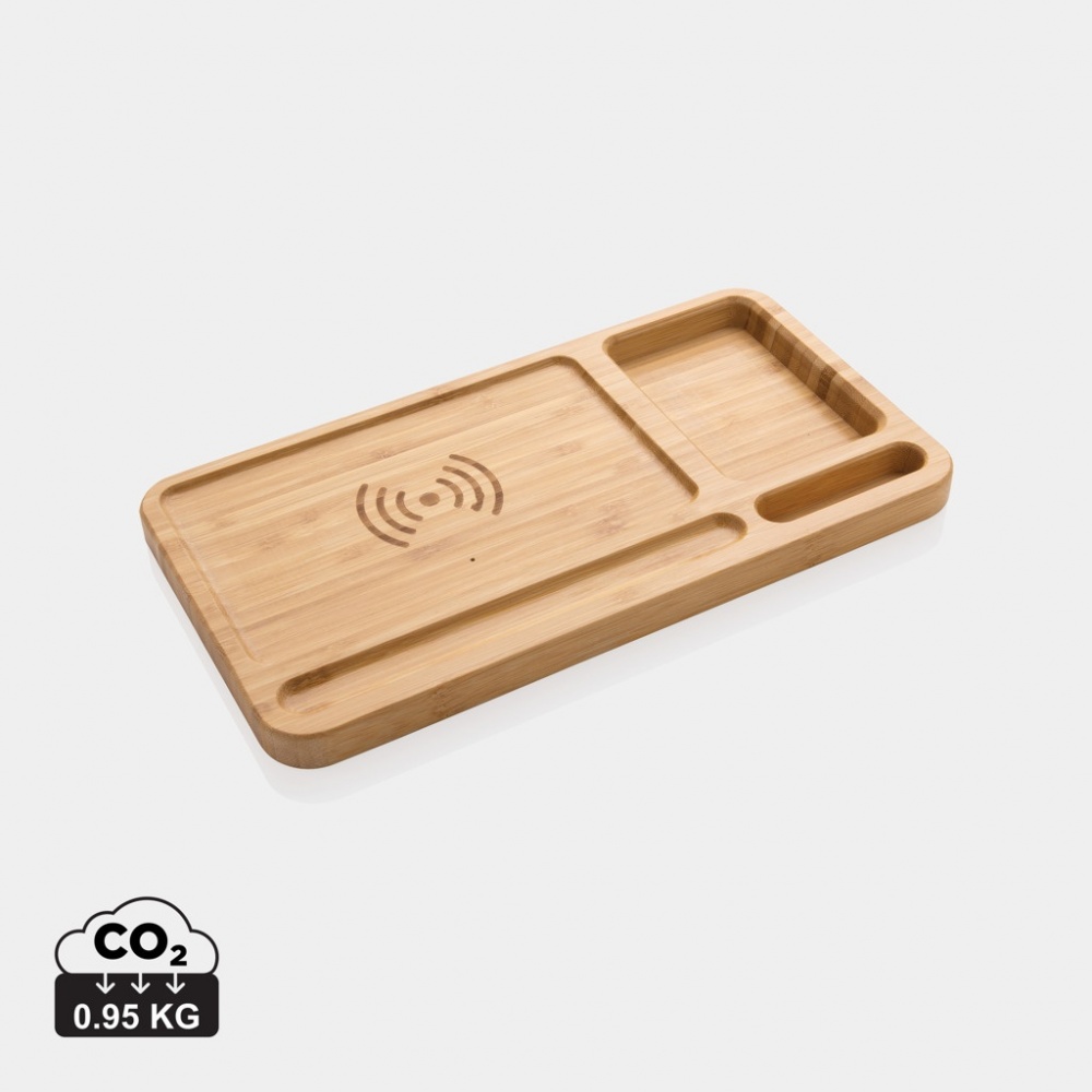 Logotrade promotional giveaway image of: Bamboo desk organiser 10W wireless charger