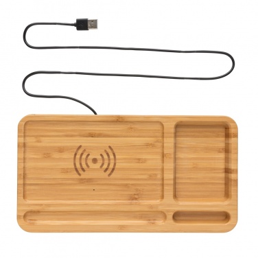 Logotrade promotional gift image of: Bamboo desk organiser 10W wireless charger