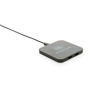 Logotrade corporate gift picture of: RCS recycled plastic 10W Wireless charger with USB Ports