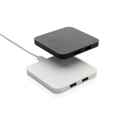 Logotrade promotional gift image of: RCS recycled plastic 10W Wireless charger with USB Ports