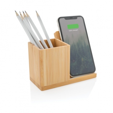 Logo trade promotional merchandise photo of: Calgary bamboo 10W wireless charger
