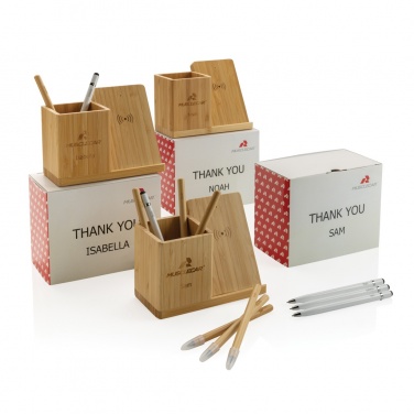 Logo trade promotional giveaway photo of: Calgary bamboo 10W wireless charger