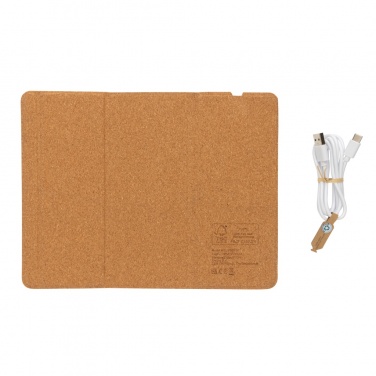Logo trade promotional giveaways image of: 10W wireless charging cork mousepad and stand