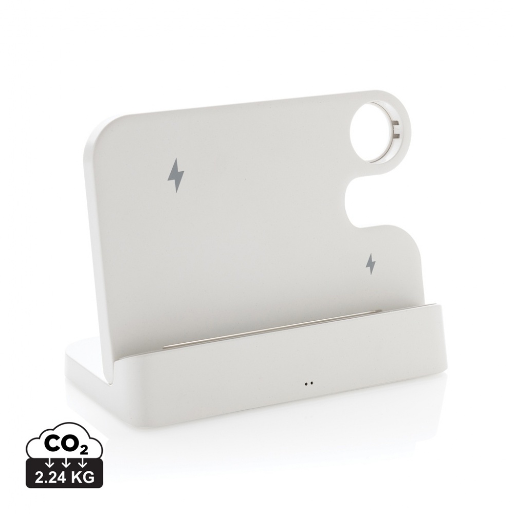 Logo trade promotional gifts image of: Joltz RCS recycled plastic dual 15W charger with iWatch slot