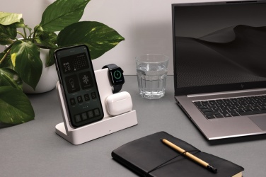 Logotrade promotional merchandise picture of: Joltz RCS recycled plastic dual 15W charger with iWatch slot