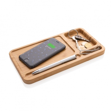 Logotrade advertising product image of: Bamboo desk organiser 5W wireless charger