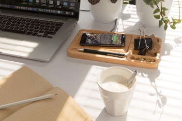 Logotrade promotional giveaway picture of: Bamboo desk organiser 5W wireless charger