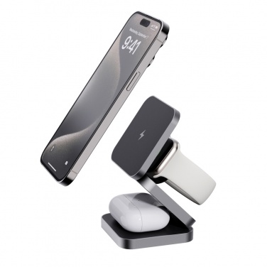 Logo trade promotional gifts picture of: Terra RCS recycled aluminum foldable 3 in 1 15W charger
