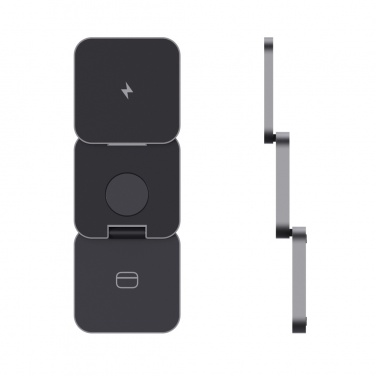 Logotrade promotional item image of: Terra RCS recycled aluminum foldable 3 in 1 15W charger