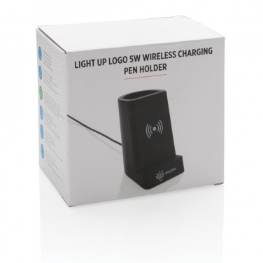 Logo trade corporate gift photo of: Light up logo 5W wireless charging pen holder