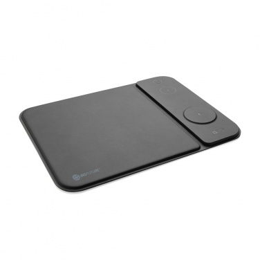 Logo trade business gifts image of: Swiss peak RCS recycled PU 15W 3 in 1 charging mousepad