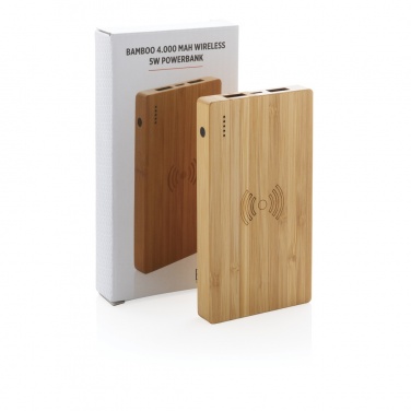 Logotrade promotional merchandise image of: Bamboo 4.000 mAh wireless 5W Powerbank