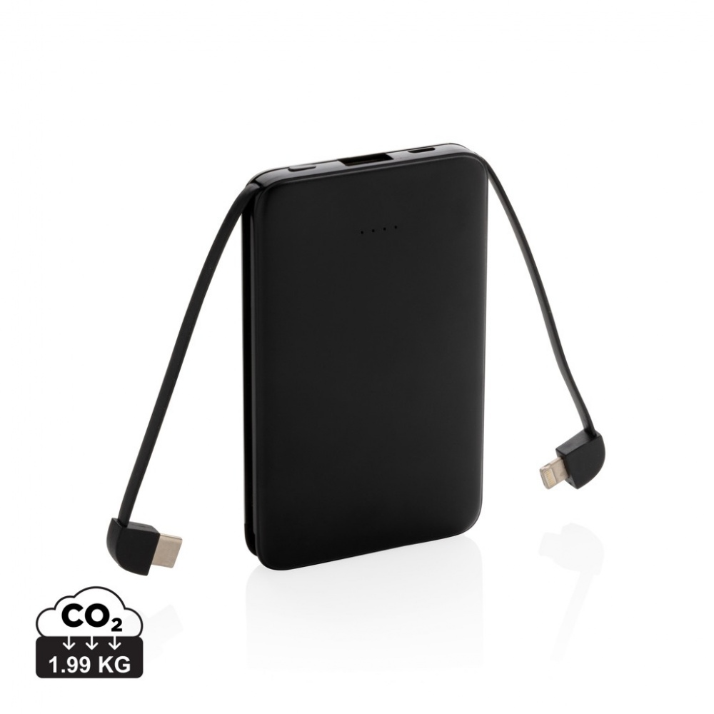 Logotrade promotional giveaways photo of: 5.000 mAh Pocket Powerbank with integrated cables