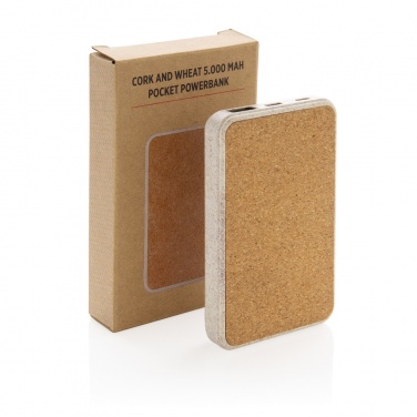 Logo trade promotional giveaways image of: Cork and Wheat 5.000 mAh pocket powerbank