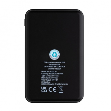 Logo trade promotional gift photo of: RCS recycled plastic 5.000 mAh Powerbank