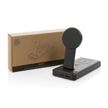 Logo trade corporate gift photo of: Fenwick RCS recycled plastic 10000mah  3 in 1 fast powerbank
