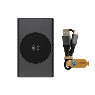 Logo trade promotional giveaways image of: Terra RCS recycled aluminium 5000 mAh powerbank 5W wireless