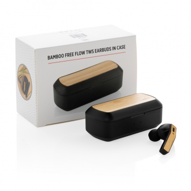 Logotrade business gift image of: Bamboo Free Flow TWS earbuds in case