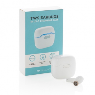 Logo trade promotional products image of: TWS earbuds in UV-C sterilising charging case