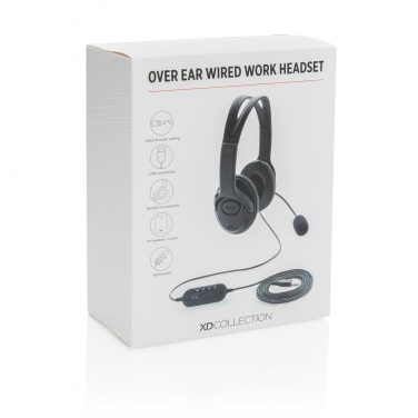 Logo trade advertising products image of: Over ear wired work headset