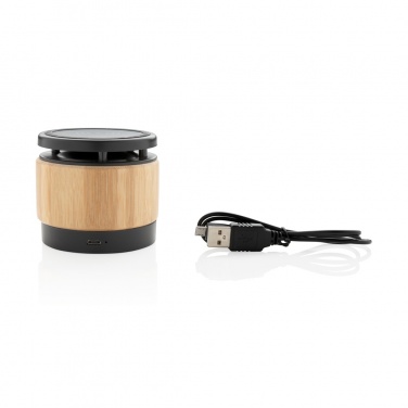 Logotrade promotional giveaway image of: Bamboo wireless charger speaker