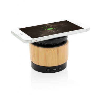Logotrade business gifts photo of: Bamboo wireless charger speaker