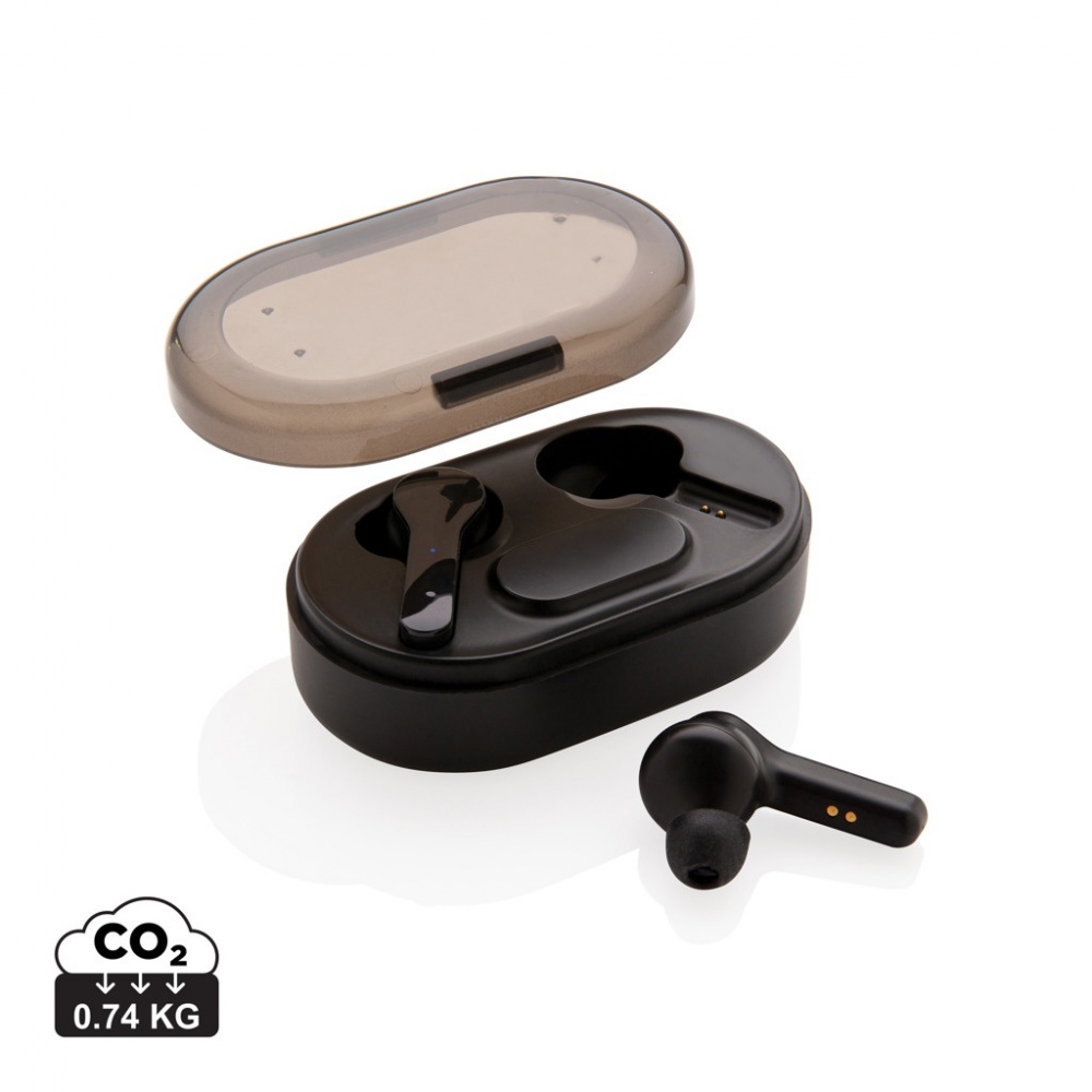 Logo trade promotional merchandise picture of: Light up logo TWS earbuds in charging case