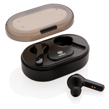 Logo trade advertising products image of: Light up logo TWS earbuds in charging case