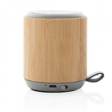 Logo trade advertising products image of: Bamboo and fabric 3W wireless speaker