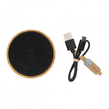 Logo trade promotional products image of: RCS recycled plastic and bamboo 3W wireless speaker