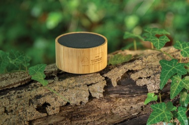 Logotrade promotional product picture of: RCS recycled plastic and bamboo 3W wireless speaker