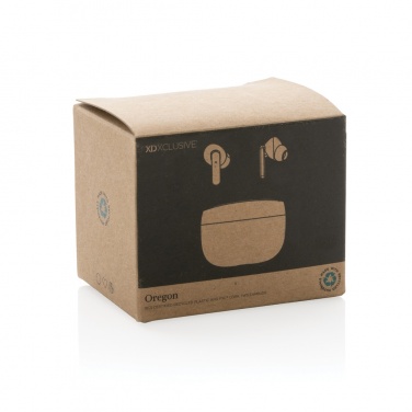 Logo trade business gift photo of: Oregon RCS recycled plastic and cork TWS earbuds