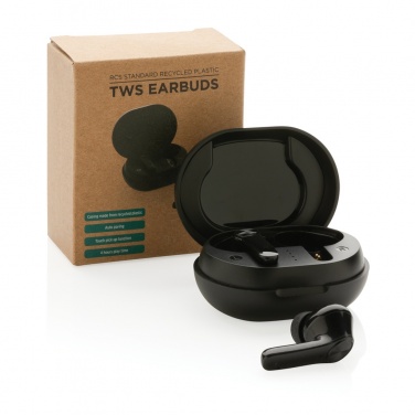 Logo trade promotional products image of: RCS standard recycled plastic TWS earbuds