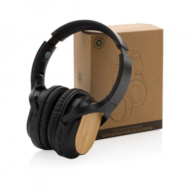 Logo trade business gifts image of: RCS and bamboo Elite Foldable wireless headphone