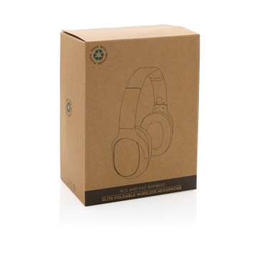 Logo trade promotional gifts picture of: RCS and bamboo Elite Foldable wireless headphone
