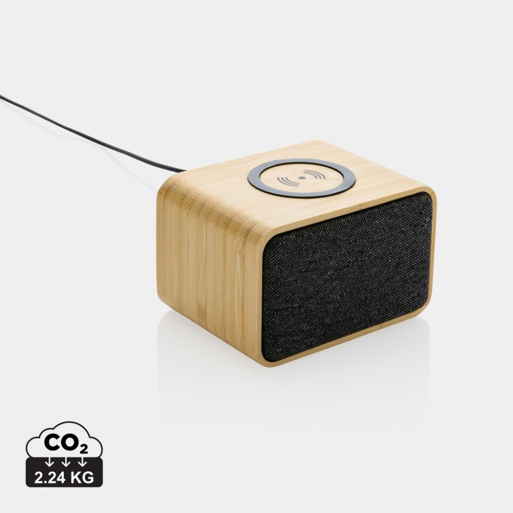 Logotrade corporate gifts photo of: RCS Rplastic 3W speaker with bamboo 5W wireless