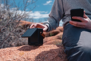 Logotrade promotional merchandise picture of: Skywave RCS recycled plastic solar speaker 12W