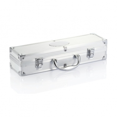 Logo trade promotional giveaway photo of: 3 pcs barbecue set in aluminium box