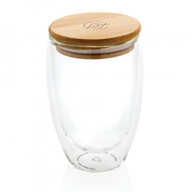 Logo trade business gift photo of: Double wall borosilicate glass with bamboo lid 350ml