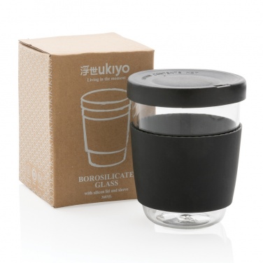 Logo trade promotional giveaways picture of: Ukiyo borosilicate glass with silicone lid and sleeve