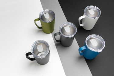 Logotrade promotional product picture of: RCS Recycled stainless steel modern vacuum mug with lid
