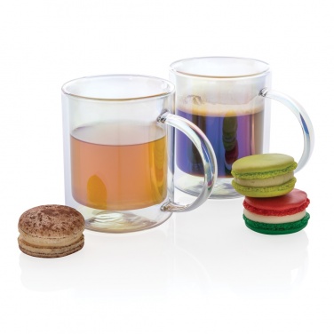 Logo trade promotional gifts image of: Deluxe double wall electroplated glass mug