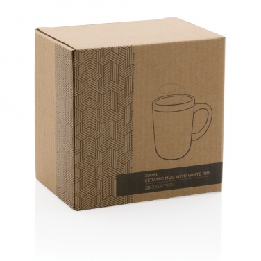 Logo trade promotional giveaways image of: Ceramic mug with white rim 300ml