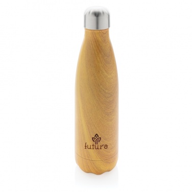 Logo trade promotional item photo of: Vacuum insulated stainless steel bottle with wood print