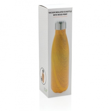 Logo trade promotional gifts image of: Vacuum insulated stainless steel bottle with wood print